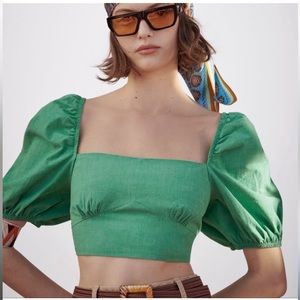 Zara Green tie back cropped top